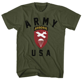 Army-US Airborne-Military Green Adult S/S Tshirt - Coastline Mall
