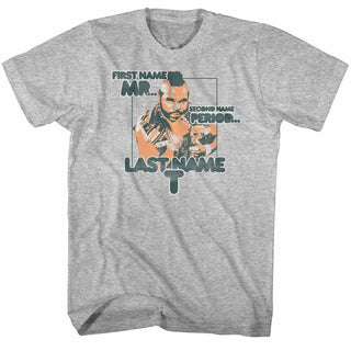 Mr. T-Last Name T-Gray Heather Adult S/S Tshirt - Coastline Mall