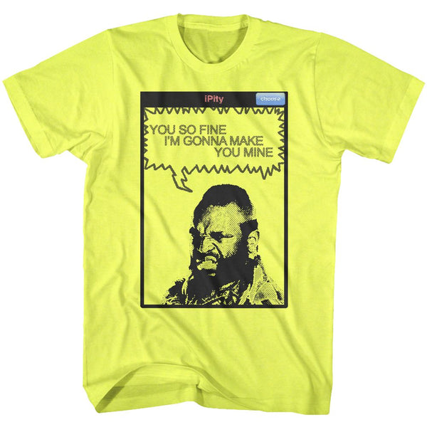 Mr. T-You So Fine-Neon Yellow Heather Adult S/S Tshirt - Coastline Mall