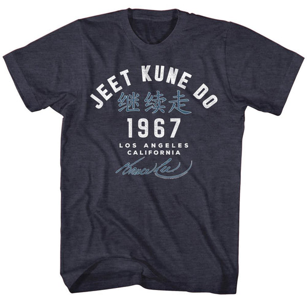 Bruce Lee-Academy '67-Navy Heather Adult S/S Tshirt - Coastline Mall