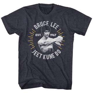 Bruce Lee-Circle Burst-Navy Heather Adult S/S Tshirt - Coastline Mall
