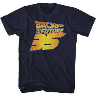 Back To The Future-Bttf 35Th Distressed-Navy Adult S/S Tshirt - Coastline Mall