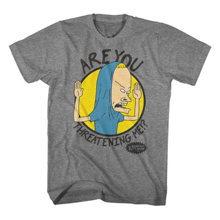 Beavis And Butthead - Are You Threatening Me | Graphite Heather S/S Adult T-Shirt | Clothing, Shoes & Accessories:Adult Unisex Clothing:T-Shirts - Coastline Mall