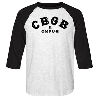 Cbgb-Cbgb Black-White Heather/Vintage Black Adult 3/4 Sleeve Raglan - Coastline Mall