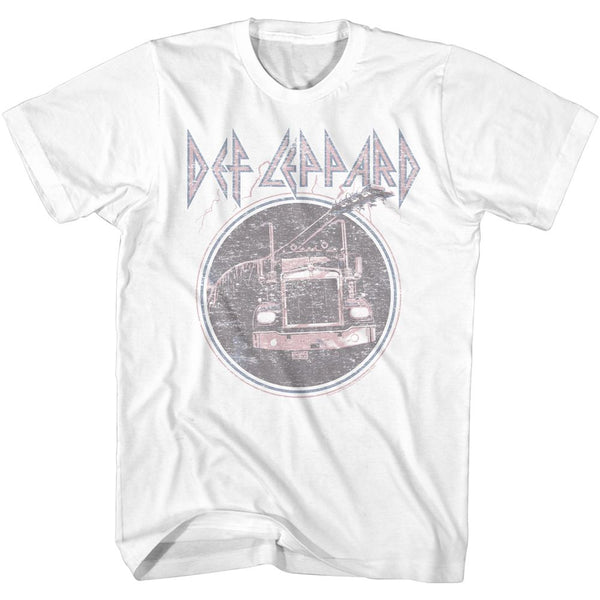 Def Leppard-Pinktruckblue-White Adult S/S Tshirt - Clothing, Shoes & Accessories:Men's Clothing:T-Shirts - Coastline Mall