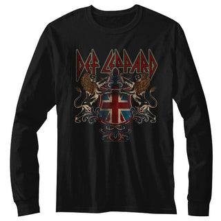 Def Leppard-Def Crest-Black Adult L/S Tshirt - Coastline Mall