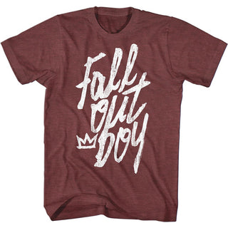 Fall Out Boy - Logo Handwritten Logo Vintage Maroon Heather Short Sleeve Adult T-Shirt tee - Coastline Mall