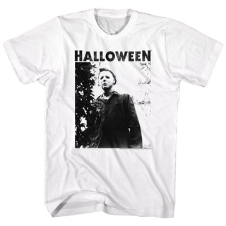 Halloween - Watching Big Title Logo White Short Sleeve Adult Short Sleeve T-Shirt tee - Coastline Mall