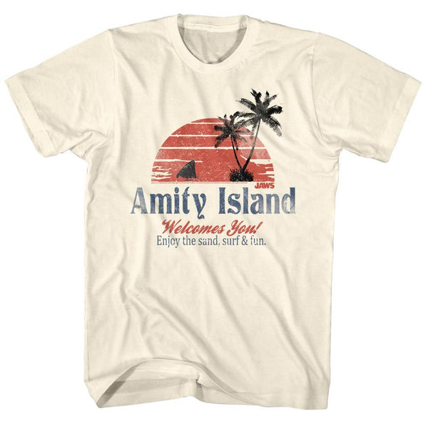 Jaws-Amity Island-Natural Adult S/S Tshirt - Coastline Mall