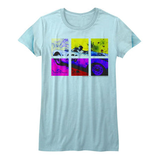 James Dean - Neon Square Divided Logo Light Blue Juniors Short Sleeve T-Shirt tee - Coastline Mall