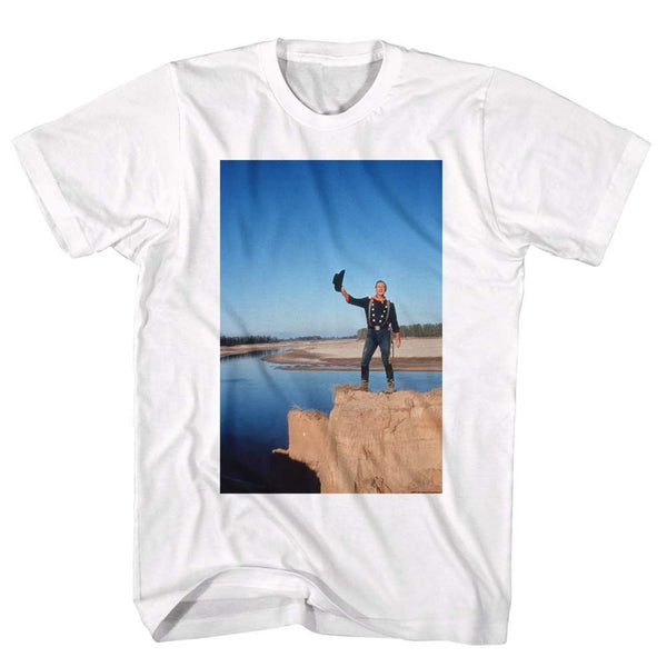 John Wayne-Livin' On The Egde-White Adult S/S Tshirt - Coastline Mall