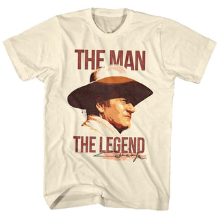 John Wayne-Man/Legend-Natural Adult S/S Tshirt - Coastline Mall