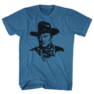 John Wayne-The Duke-Pacific Blue Heather Adult S/S Tshirt - Coastline Mall