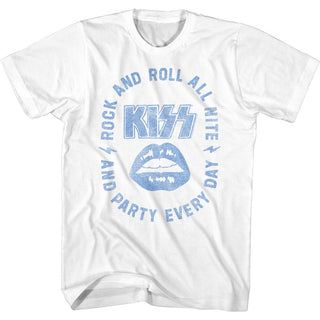 Kiss-All Nite-White Adult S/S Tshirt - Coastline Mall