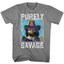Macho Man-Purely Savage-Graphite Heather Adult S/S Tshirt - Coastline Mall