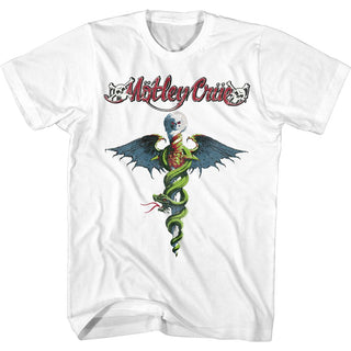 Motley Crue - Dr. Feelgood Logo White Short Sleeve Adult T-Shirt tee - Coastline Mall
