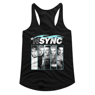 NSYNC-Blue Flame-Black Ladies Racerback - Coastline Mall