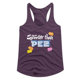 Pez-Sweeter Than-Aubergine Heather Ladies  Racerback #1 - Coastline Mall