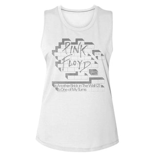 Pink Floyd-Light Bricks-White Ladies Muscle Tank - Coastline Mall