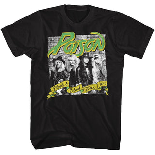 Poison-Flesh Blood Banner-Black Adult S/S Tshirt - Coastline Mall