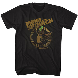 Popeye-Mmm…Spinach-Black Adult S/S Tshirt - Coastline Mall