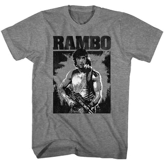 Rambo-Black & White-Graphite Heather Adult S/S Tshirt - Coastline Mall