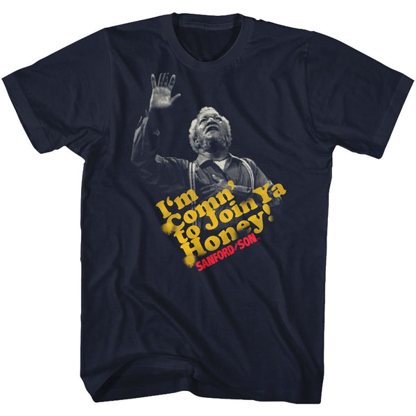 Redd Foxx-Comn To Ya Honey-Navy Adult S/S Tshirt - Coastline Mall