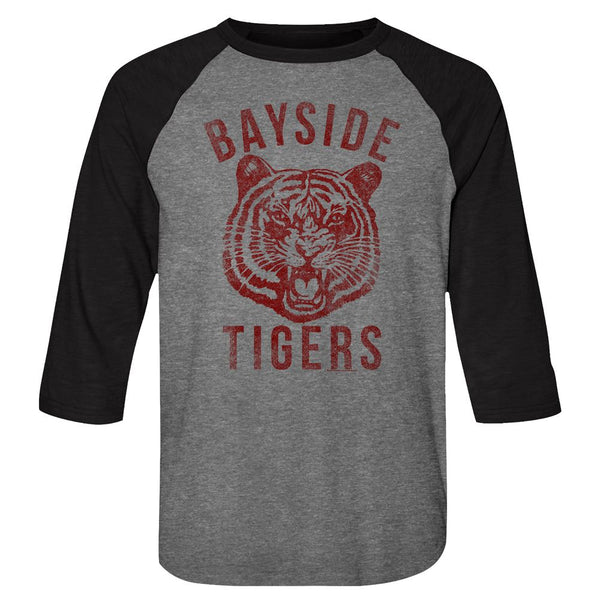 Saved By The Bell-Bayside-Premium Heather/Vintage Black Adult 3/4 Sleeve Raglan - Coastline Mall