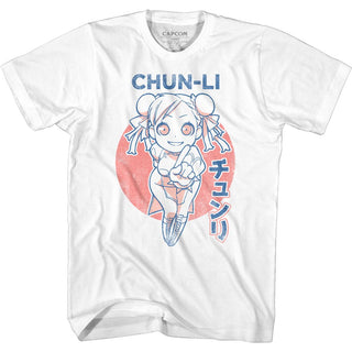 Street Fighter-Cutesy Chun-Li-White Adult S/S Tshirt - Coastline Mall