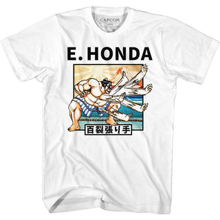 Street Fighter-E. Honda Slaps-White Adult S/S Tshirt - Coastline Mall