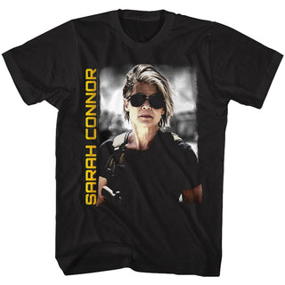Terminator Dark Fate-Sarah Conner-Black Adult S/S Tshirt - Coastline Mall