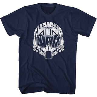 Top Gun-White Mav Helmet-Navy Adult S/S Tshirt - Coastline Mall