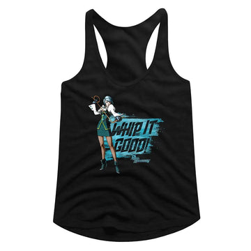 Ace Attorney-Whip It-Black Ladies Slimfit Racerback-S - Black
