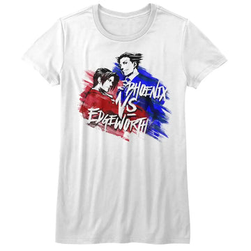 Ace Attorney-Versus-White Ladies S/S T-Shirt - White