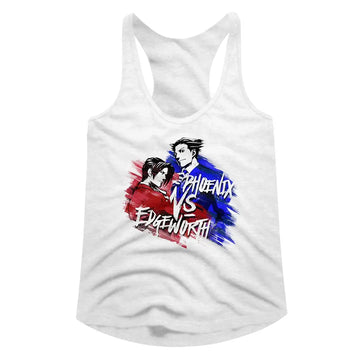 Ace Attorney-Versus-White Ladies Slimfit Racerback-S - White
