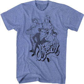 Ace Attorney-First Cast-Light Blue Heather Adult S/S T-Shirt - Light Blue Heather