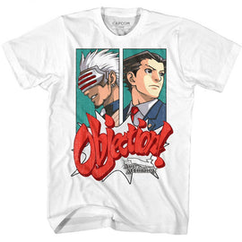 Ace Attorney-Objection-White Adult S/S T-Shirt - White