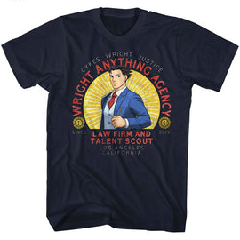 Ace Attorney-Wright Anything-Navy Adult S/S T-Shirt - Navy