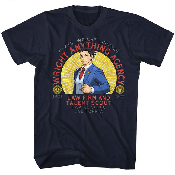 Ace Attorney-Wright Anything-Navy Adult S/S T-Shirt - Navy