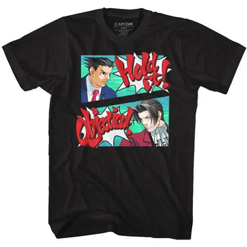 Ace Attorney-Hold The Objection-Black Adult S/S T-Shirt - Black