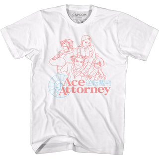 Ace Attorney Faded Red And Blue Adult T-Shirts