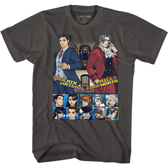 Ace Attorney-Choose Your Fighter-Smoke Adult S/S T-Shirt - Smoke