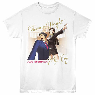 Ace Attorney Wright And Fey White Adult T-Shirt