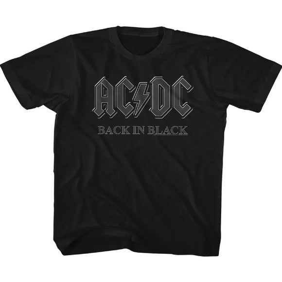 Acdc-Back In Black-Black Youth S/S T-Shirt-Xs (5-6) - Black