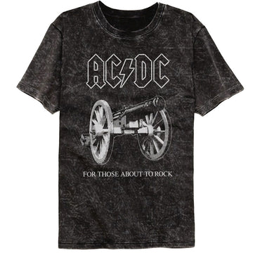 Acdc-Acdc About To Rock-Mineral Wash Black Adult S/S T-Shirt - Black
