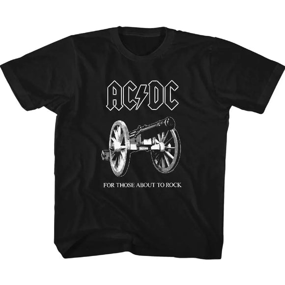 Acdc-About To Rock-Black Youth S/S T-Shirt-Xs (5-6) - Black