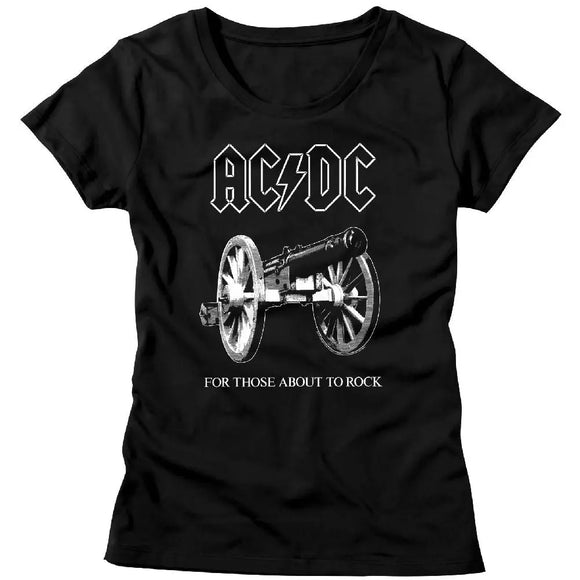 Acdc-About To Rock-Black Ladies S/S T-Shirt - Black