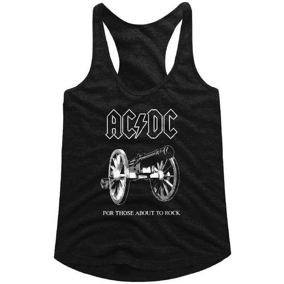 Acdc-About To Rock-Black Ladies Slimfit Racerback-S - Black