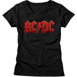 Acdc-Distress Red-Black Ladies S/S T-Shirt - Black
