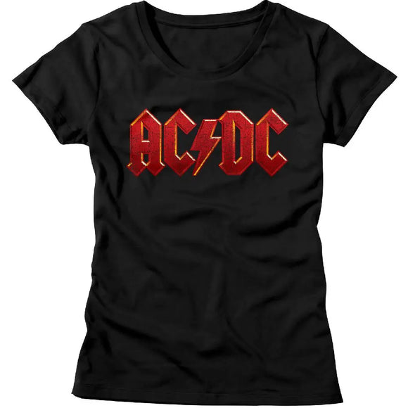 Acdc-Distress Red-Black Ladies S/S T-Shirt - Black